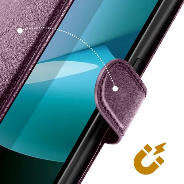 Plånboksfodral - AVIZAR - Xiaomi Redmi 15C - Mörk lila - Konstläder - Magnetstängning