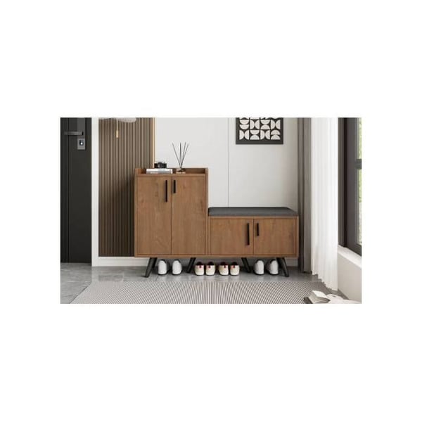 Opbevaringsmøbel - MUVOE - 4 døre - Massivt træ - Moderne - Brun