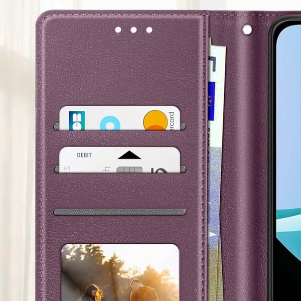 Plånboksfodral - AVIZAR - Xiaomi Redmi 15C - Mörk lila - Konstläder - Magnetstängning