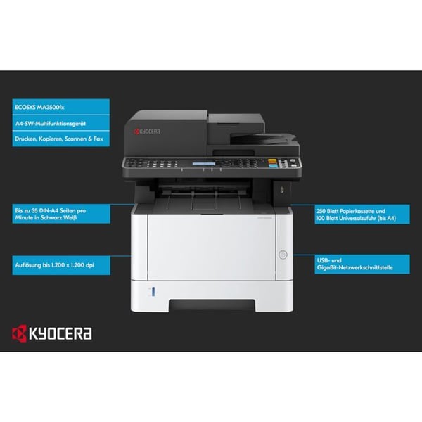 Laser Skrivare - KYOCERA - ECOSYS MA3500fx - Mono - A4 - 4 i 1