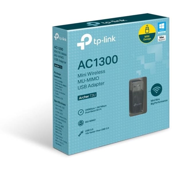 TP-Link AC1300 Mbps Kraftfull WiFi-dongel, USB wifi-adapter, wifi-dongel, USB 3.0, MU-MIMO, Archer T3U