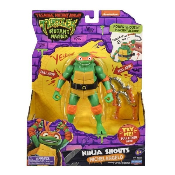 Leksak - PLAYMATES TOYS - Michelangelo - Power Sounds - 14cm - Mutant Mayhem