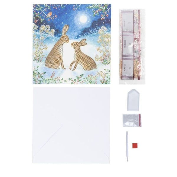 CRYSTAL ART Kit kort broderi med diamanter 18x18cm Kaniner månsken