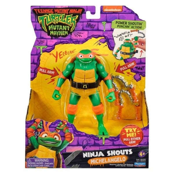 Legetøj - PLAYMATES TOYS - Michelangelo - Power Sounds - 14cm - Mutant Mayhem