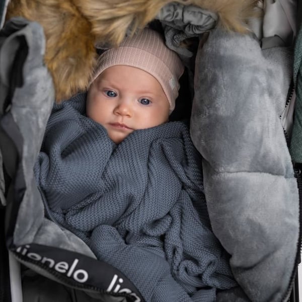 Bamboo baby blanket - LIONELO - 100% bambukott - 75 x 100 cm - Barnvagns filt - Hypoallergenisk - Blå