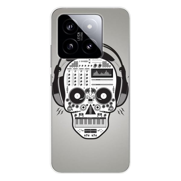Tryckt silikonfodral som är kompatibelt med Xiaomi 14 Skull Music