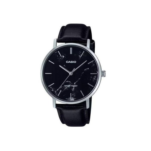 Klocka - CASIO - Klassisk - Svart läder - Vattentålig - Mineralglas