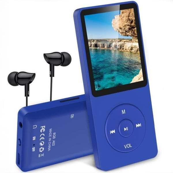 16GB MP3-spelare, HiFi Music MP3-spelare med FM-radio, 70H lång batteritid, Minneskortplats upp till 128GB - Blå