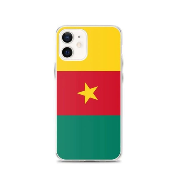 Telefonfodral - Kameruns flagga - Kompatibel med iPhone 12 - Mjukt fodral - Stöttålig och chockresistant - Silikon - Pixelforma
