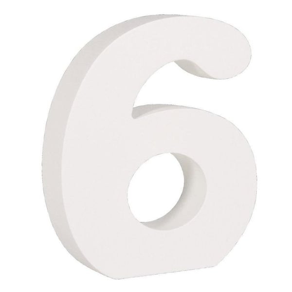 MDF-siffra 6, vit, 11cm, tjocklek 2cm