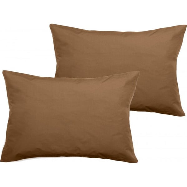 Set med 2 örngott i ren kammad bomullsperkal med långa fibrer, 80 trådar/cm² Vent du sud - Kognac - Set med 2 örngott 50 x