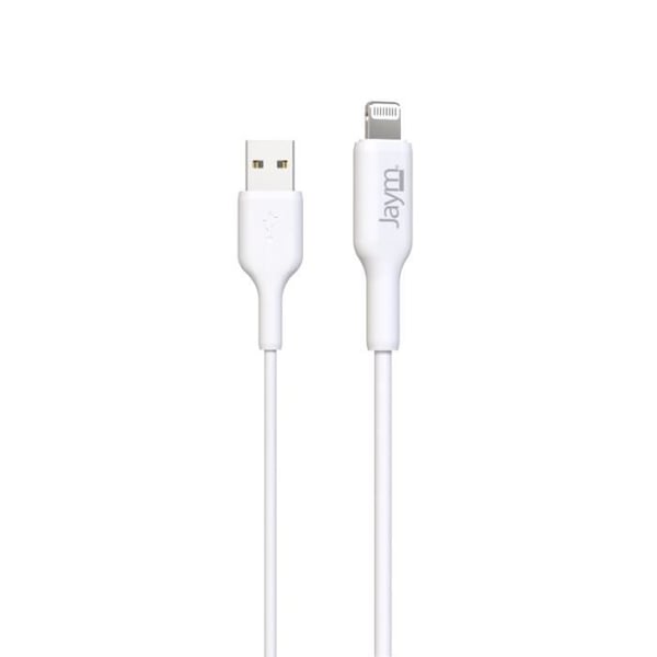 Laddnings- och synkroniseringskabel - JAYM - Lightning MFI - 2.4A - 2M - Vit
