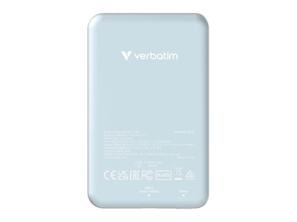 Powerbank - VERBATIM - Magnetisk Ws Powerbank 5000 - 5000 mAh - USB Type-C - Trådløs opladning