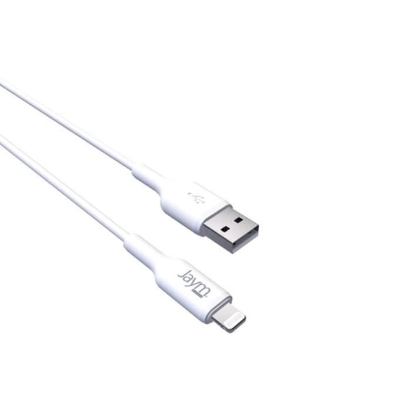Laddnings- och synkroniseringskabel - JAYM - Lightning MFI - 2.4A - 2M - Vit