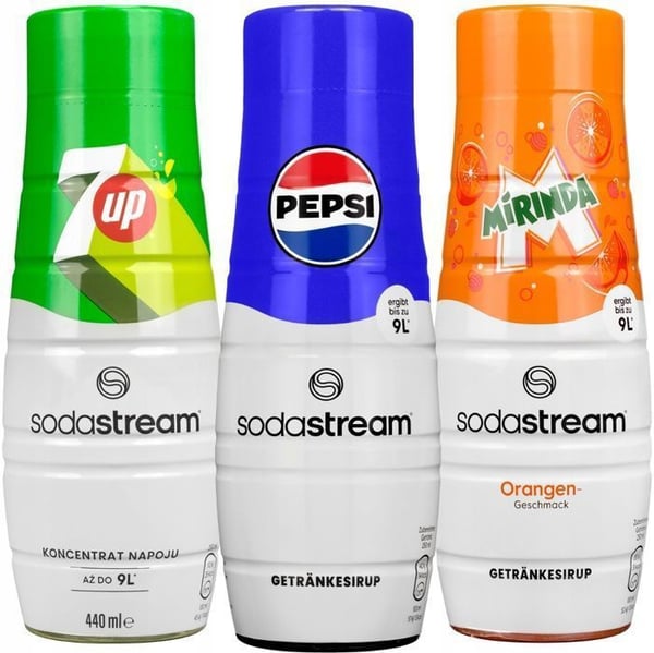 Sodamaskin - Sodastream - Terra - Svart - 3 flaskor - 3 sirap - Quick Connect - Hemgjord kolsyrat vatten