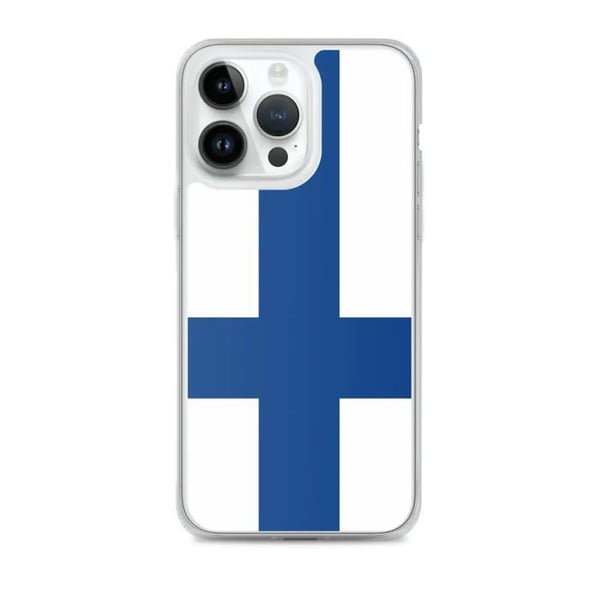 Mobilskal – Finlands flagga – Kompatibel med iPhone 14 Pro Max – Mjuk fodral – Slitstark och stöttålig – Pixelforma
