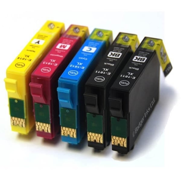 Bläckpatron T1636 + T1631 5Pk Kompatibel 16XL - Svart, Cyan, Magenta, Gul - Hög kapacitet