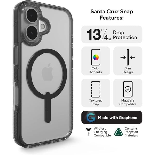 Grafen Cover - ZAGG - iPhone 16 - MagSafe Kompatibel - Ridsefast - Tyndt Design