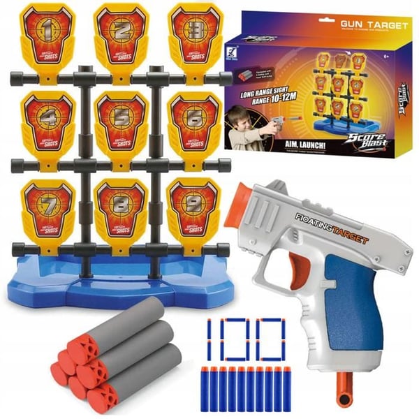 Mobil måltavlespel - Hasbro - Modell 3359 - 9 numrerade mål - 100 pilar - pistol ingår