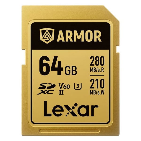 LEXAR SDXC Pro Gold Series ARMOR UHS-II 64Go V60 IP68 Rostfritt Stål R280/W210