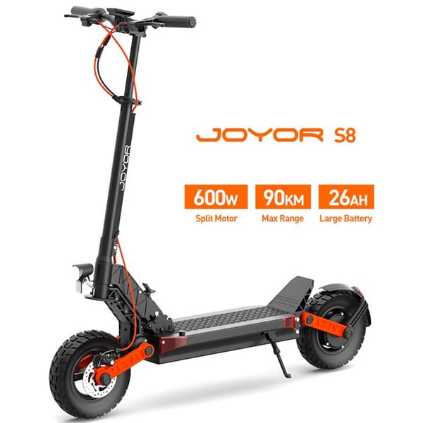 JOYOR S8 Sammenfoldelig Elektrisk Scooter - 600W Motor, 90km Rækkevidde, 10 Tommer Dæk, For- og Bagbremser med Skivebremse, Dobbelt Affjedring