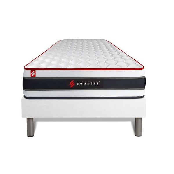 Set med 90x200 ENERGY-madrasser med pocketfjädrar och memoryskum + vit kitbotten 90 x 200 cm Vit