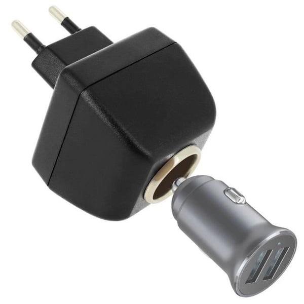 Adaptör Laddare - AVIZAR - 220V till 12V - USB - Svart