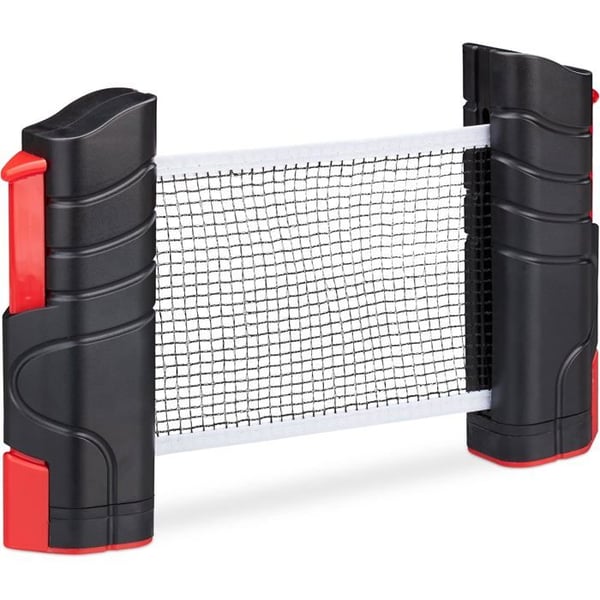 Bordtennisnät, ping pong, utäggbar, bredd 176 cm, klämmor upp till 5 cm tjocklek, svart/röd.74