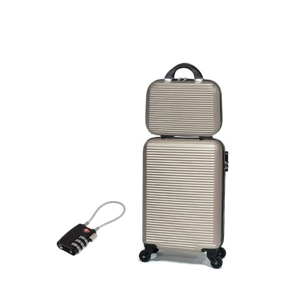 Kabinväska 45x36x20cm EasyJet med necessär | Väska CELIMS | Kabinväska Easyjet | Avtagbara hjul | Lås | Champagne