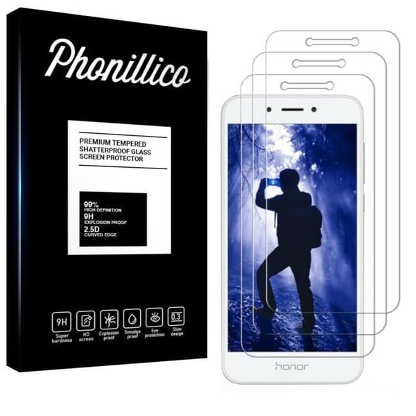 Filmt Vitre Skydd för Skärm - Phonillico® - Huawei HONOR 6A - Paket med 3 - Härdat Glas - Repbeständig