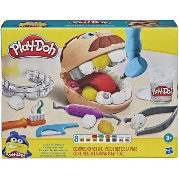 Play-Doh tandläkarset för barn, 8 burkar giftfri modellera, klassisk playdoh, från 3 år