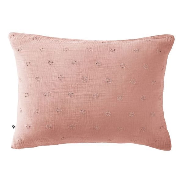 Broderad Kuddöverdrag "Gaïa Boho" 60 x 60 cm & 50 x 70 cm "Gaze av Bomull" - Gaïa Boho Rosa Persika - 50 x 70 cm
