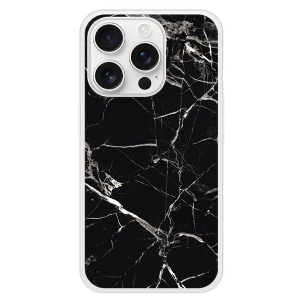 Siliconförstärkt tryckt skal kompatibelt med Apple iPhone 16 Pro Marmor Svart