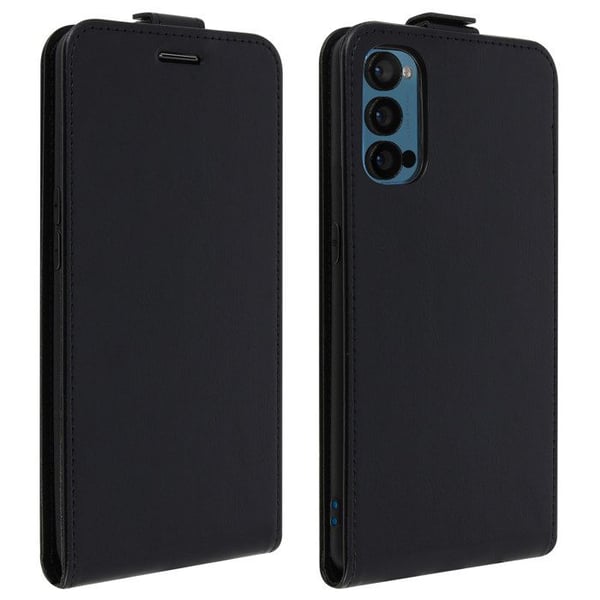 Oppo Reno 4 Fodral Vertikal Flip Protection Korthållare Svart