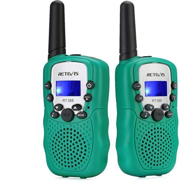 Retevis RT388 Walkie Talkie för barn, långvägs VOX-ficklampa, leksakspresent för 3-12 år gamla barn för camping, trädgård (grön)