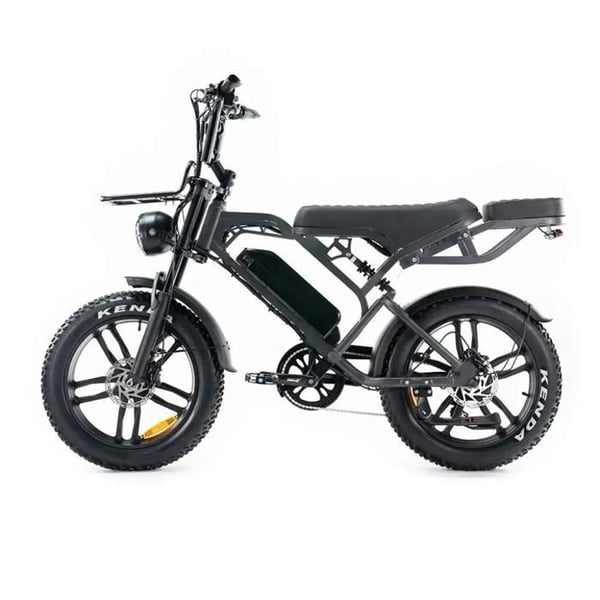 QMWHEEL V20 Pro Fatbike Elektrisk – Inbyggt alarmsystem – 20 tum – Motor 250W – 7 växlar – Räckvidd 60 km – Mörkgrå