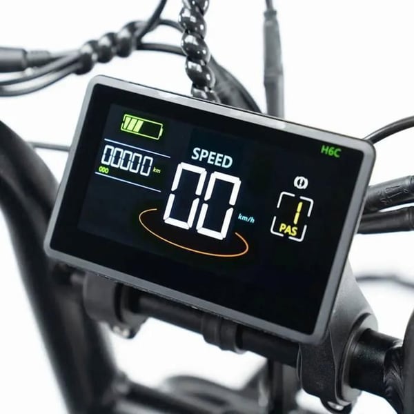 QMWHEEL V20 Pro Fatbike Elektrisk – Inbyggt alarmsystem – 20 tum – Motor 250W – 7 växlar – Räckvidd 60 km – Mörkgrå