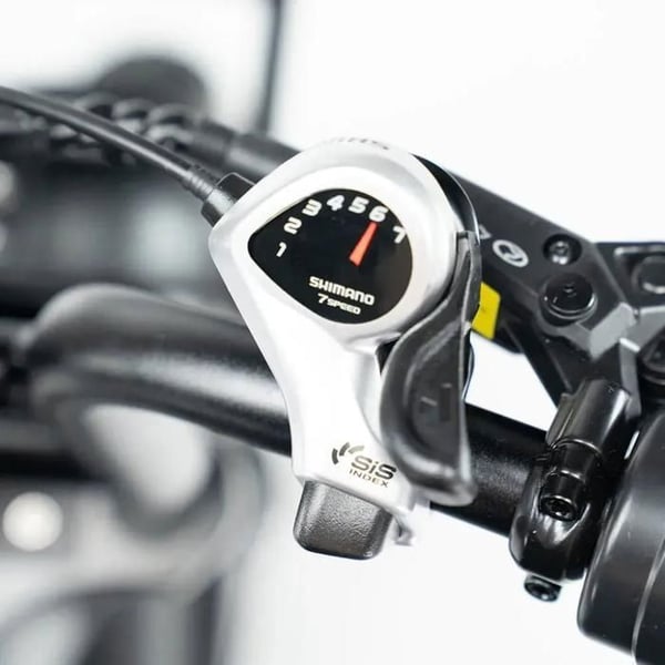 QMWHEEL V20 Pro Fatbike Elektrisk – Inbyggt alarmsystem – 20 tum – Motor 250W – 7 växlar – Räckvidd 60 km – Mörkgrå