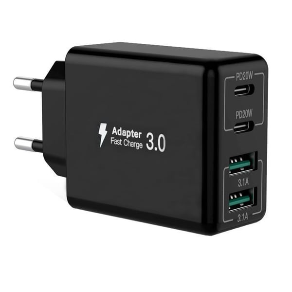 USB C-laddare, 55W 4 USB C-portar, Dual Port PD+QC Snabbladdningsplatta, Multiport Type C-laddare kompatibel med iPhone Samsung