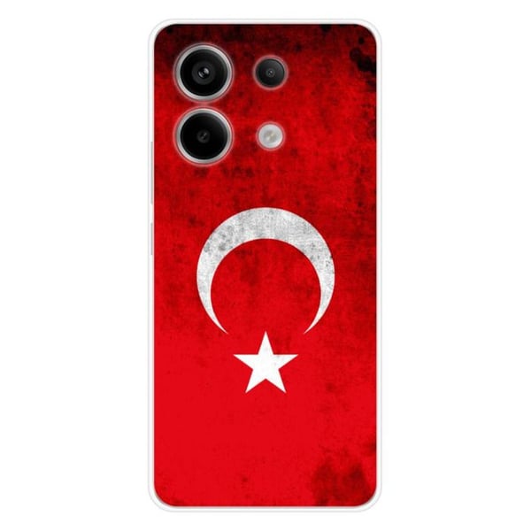Tryckt silikonfodral kompatibelt med Xiaomi Redmi Note 13 Pro 5G Türkiye flagga