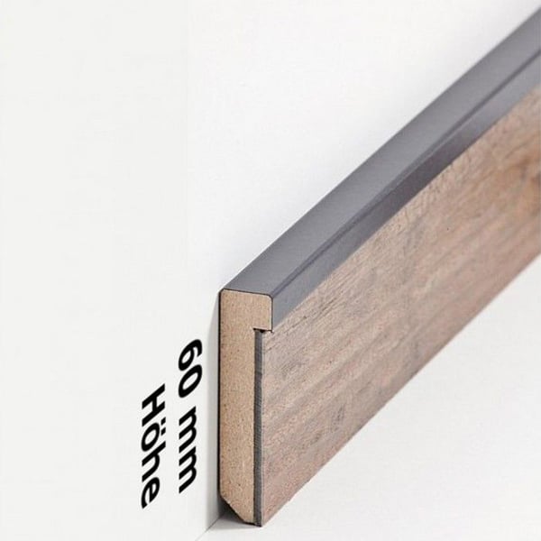 PROVISTON MDF Sockel 13 x 60 x 2500 mm Gråbelagd MDF Sockel för vinylgolv 25 meter | 10 stycken