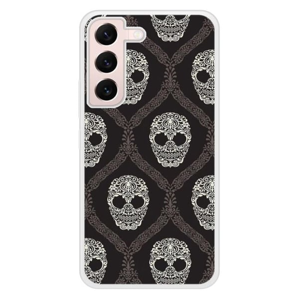 Siliconförstärkt skydd med tryck kompatibel med Samsung Galaxy S22 Floral skull