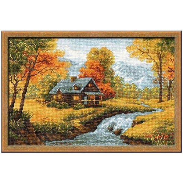 Kit för korsstygn Riolis "Höstvy" - Aida 14ct 38×26 cm, 20 färger