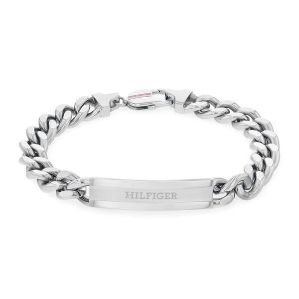 Armband kedja man - Tommy Hilfiger - Rostfritt stål - Graverad platta - 19 cm - Silver - Karbinhake