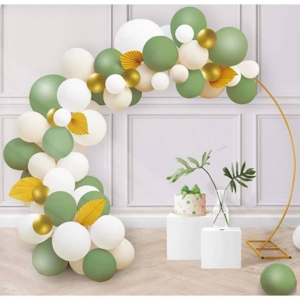 Stort bågar med metallballonger - LILLA CLOWN - Modell re23368 - Höjd 2,6 m - Bredd 2,9 m - Färg Guld/Grön