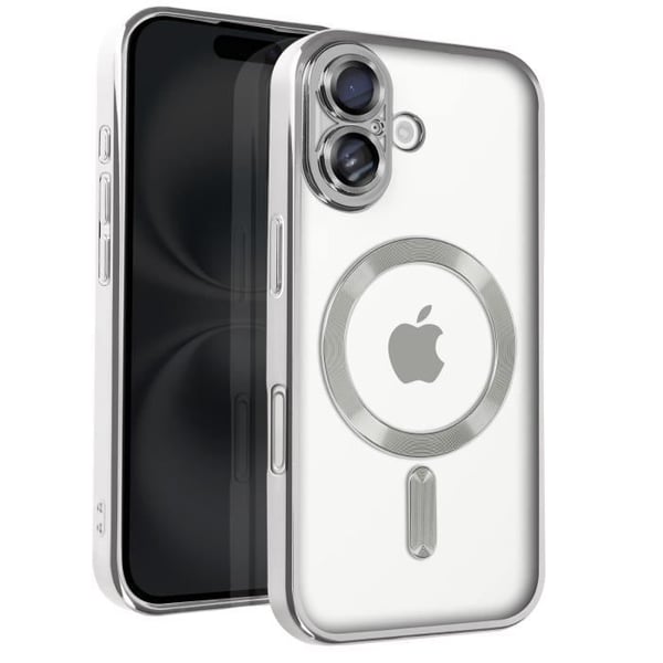Coque - AVIZAR - iPhone 16 Plus - Silikon - Kromad Kontur Silver - Kameraskydd