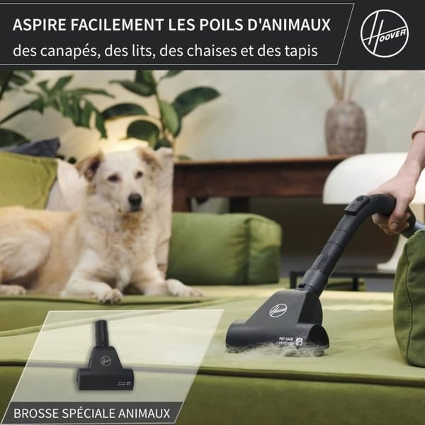 HOOVER HE1 - Støvsuger med pose, kompakt og kraftfuld - Stort kapacitet 2,5L - Høj ydeevne på hårde gulve og tæpper