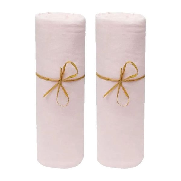 Set med 2 elastiska spjälskydd 60 x 120 cm / 100% bomull / 57 trådar/cm² - 1 Rosa + 1 Rosa