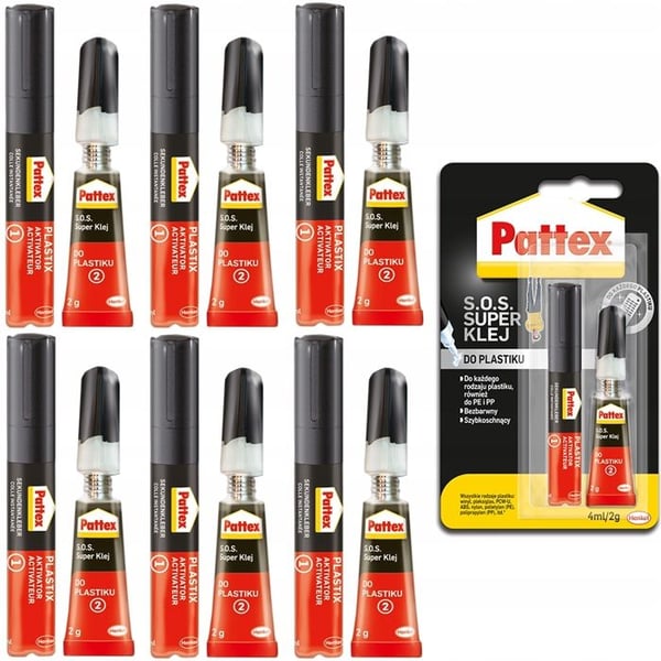 Plastlim - Pattex - SOS Superlim 6x2g 4ml - Snabbtorkande transparent multimaterial