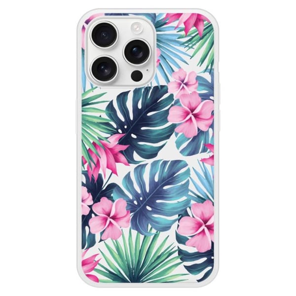 Siliconeförstärkt tryckt fodral kompatibel med Apple iPhone 16 Pro Max Tropisk Aquarelle